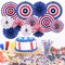 4th of July Patriotic Decorations 12PCS Hanging Paper Fan for USA Patriotic Decorations Independence Day Memorial Day American Theme Party Veterans Birthday Decor Supplies